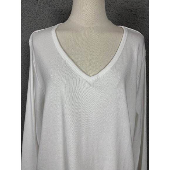 Style & Co Women's Essentials V-Neck Long Sleeve Top White Size Extra Large NWTs - Picture 2 of 8